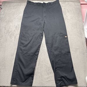 Dickies Work Pants 40x34 Black Straight Leg Loose Fit Double Knee
